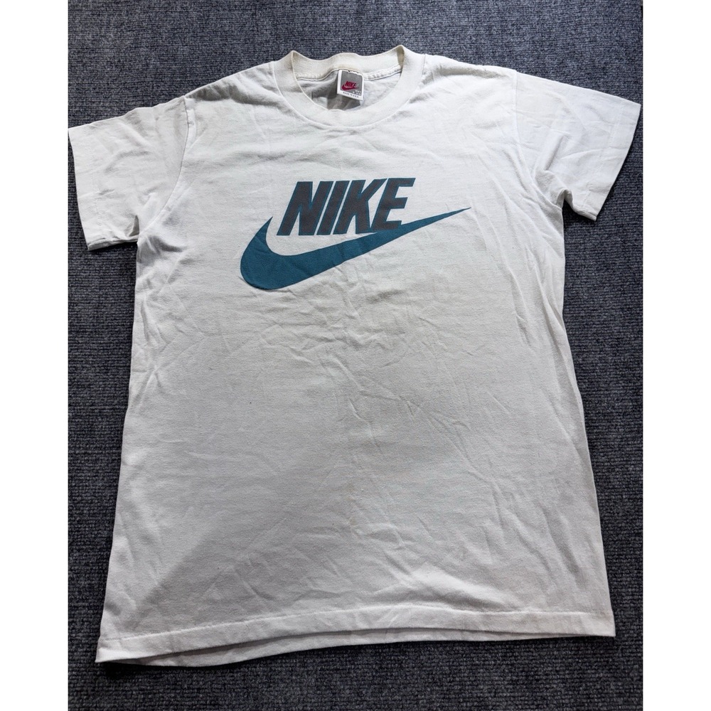 Vintage 80s Nike T Shirt Single Stitch Spellout Logo Sz M